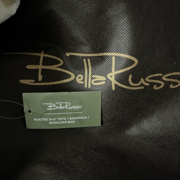 Bella Russo Cream Quilted 14.4 Tote/Backpack/Shoulder Bag With Dust Bag. NWT